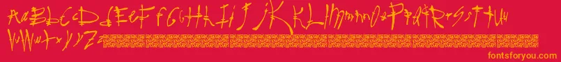 Surereal-Schriftart – Orangefarbene Schriften auf rotem Hintergrund