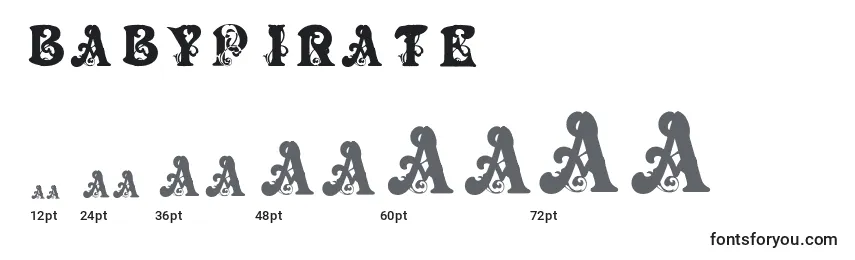 BabyPirate Font Sizes