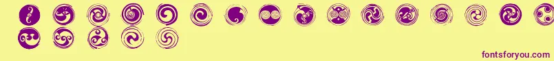 Spirals Font – Purple Fonts on Yellow Background