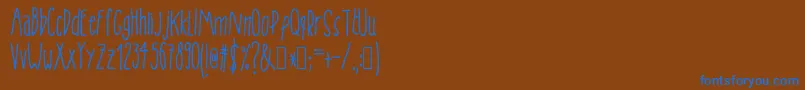 Подробнее о шрифте Tanaestelskinnyhandmade01Regular Шрифт Tanaestelskinnyhandmade01Regular – синие шрифты на коричневом фоне