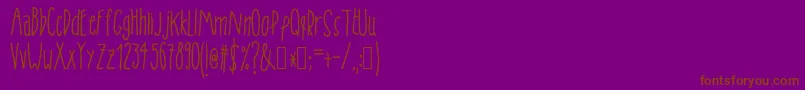 Czcionka Tanaestelskinnyhandmade01Regular – brązowe czcionki na fioletowym tle