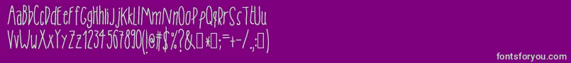 Tanaestelskinnyhandmade01Regular Font – Green Fonts on Purple Background