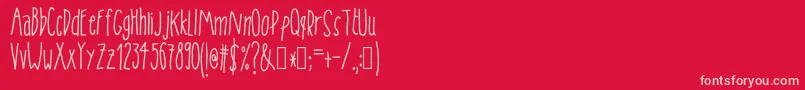 Więcej informacji o czcionce Tanaestelskinnyhandmade01Regular Czcionka Tanaestelskinnyhandmade01Regular – różowe czcionki na czerwonym tle