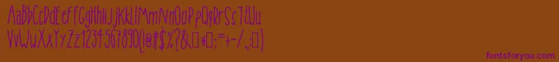 Tanaestelskinnyhandmade01Regular Font – Purple Fonts on Brown Background