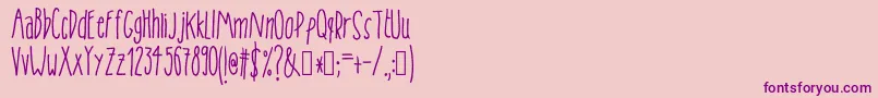 Шрифт Tanaestelskinnyhandmade01Regular – фиолетовые шрифты на розовом фоне