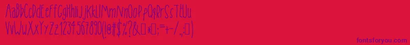 Подробнее о шрифте Tanaestelskinnyhandmade01Regular Шрифт Tanaestelskinnyhandmade01Regular – фиолетовые шрифты на красном фоне