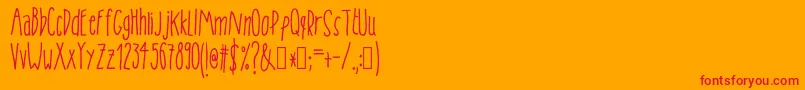 Czcionka Tanaestelskinnyhandmade01Regular – czerwone czcionki na pomarańczowym tle