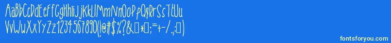 Tanaestelskinnyhandmade01Regular Font – Yellow Fonts on Blue Background