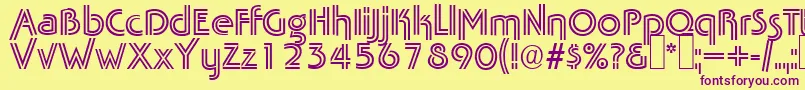TabascotwinRegular-fontti – violetit fontit keltaisella taustalla