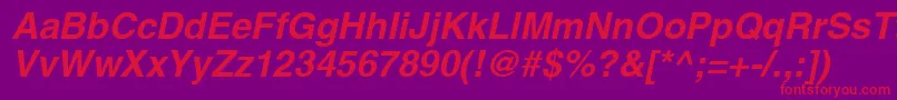 フォントSansBolditalic – 紫の背景に赤い文字