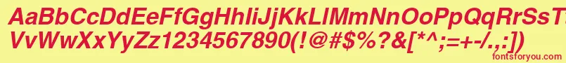 SansBolditalic Font – Red Fonts on Yellow Background