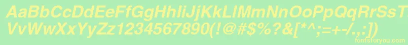 SansBolditalic Font – Yellow Fonts on Green Background