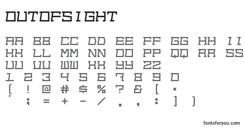 Czcionka Outofsight – alfabet, cyfry, specjalne znaki