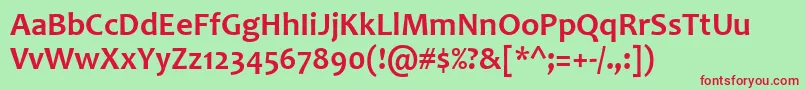 CandaraBold-fontti – punaiset fontit vihreällä taustalla