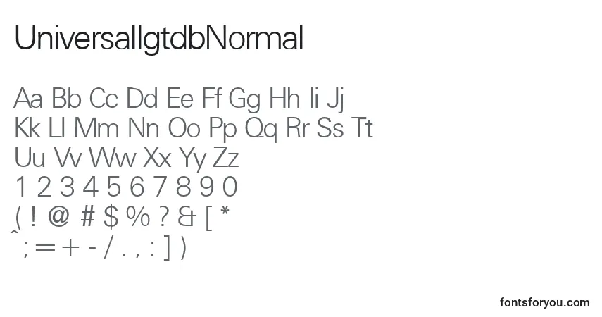 A fonte UniversallgtdbNormal – alfabeto, números, caracteres especiais
