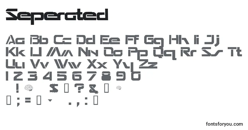Czcionka Seperated – alfabet, cyfry, specjalne znaki