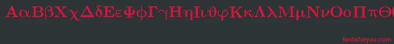 EuclidSymbolBold-fontti – punaiset fontit mustalla taustalla