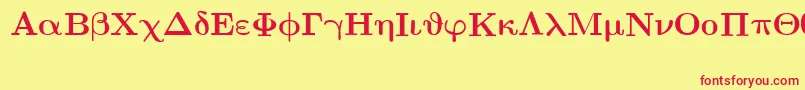 EuclidSymbolBold-fontti – punaiset fontit keltaisella taustalla