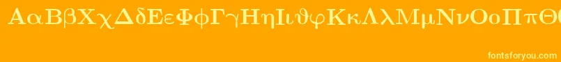 EuclidSymbolBold-Schriftart – Gelbe Schriften auf orangefarbenem Hintergrund