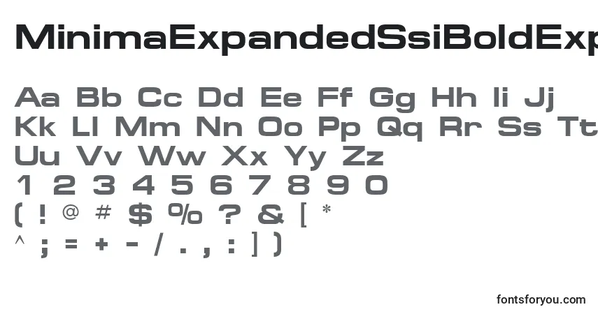 Czcionka MinimaExpandedSsiBoldExpanded – alfabet, cyfry, specjalne znaki