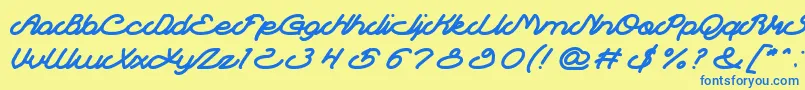 フォントAutopilot – 青い文字が黄色の背景にあります。