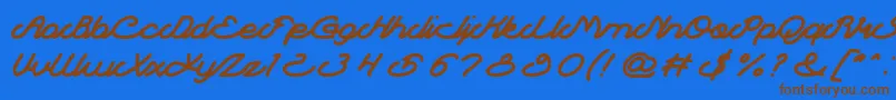 フォントAutopilot – 茶色の文字が青い背景にあります。