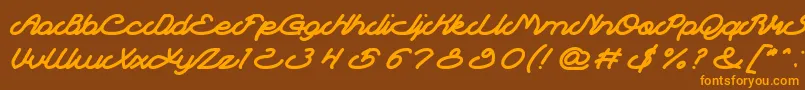 フォントAutopilot – オレンジ色の文字が茶色の背景にあります。