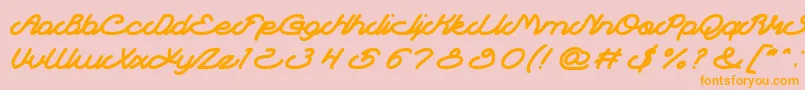 フォントAutopilot – オレンジの文字がピンクの背景にあります。