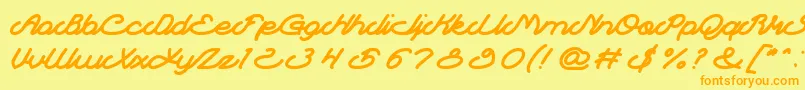 Autopilot-Schriftart – Orangefarbene Schriften auf gelbem Hintergrund