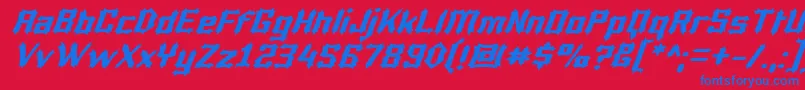 フォントLuciferi – 赤い背景に青い文字