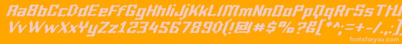 Luciferi-Schriftart – Rosa Schriften auf orangefarbenem Hintergrund