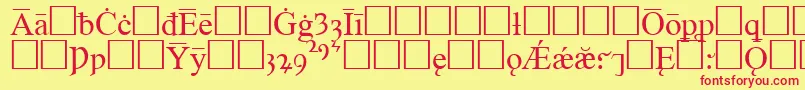 TimesOldEnglishRegular-Schriftart – Rote Schriften auf gelbem Hintergrund
