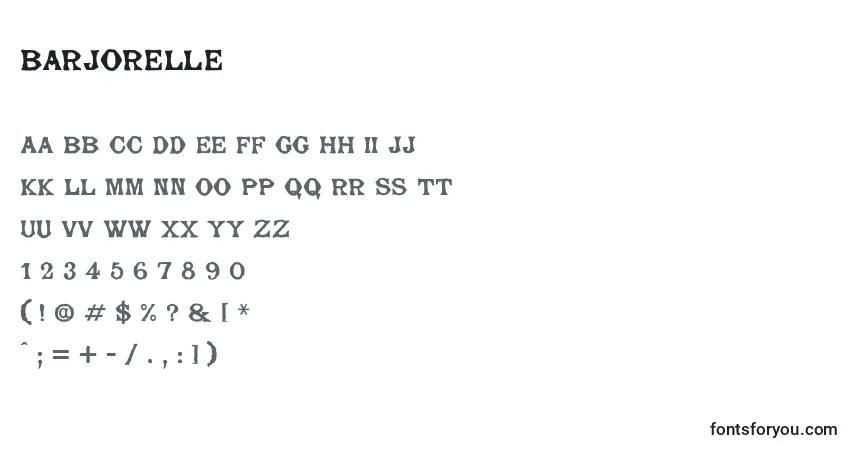 Czcionka Barjorelle – alfabet, cyfry, specjalne znaki