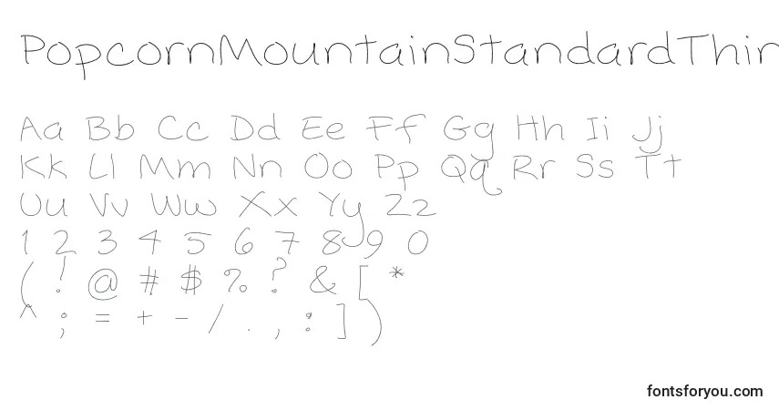 Schriftart PopcornMountainStandardThin – Alphabet, Zahlen, spezielle Symbole