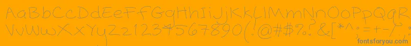 PopcornMountainStandardThin-Schriftart – Graue Schriften auf orangefarbenem Hintergrund