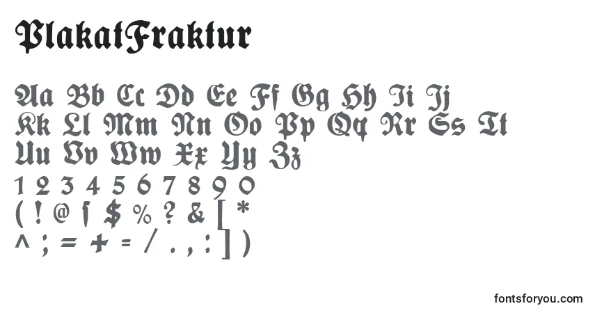PlakatFraktur-fontti – aakkoset, numerot, erikoismerkit
