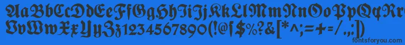 PlakatFraktur-Schriftart – Schwarze Schriften auf blauem Hintergrund