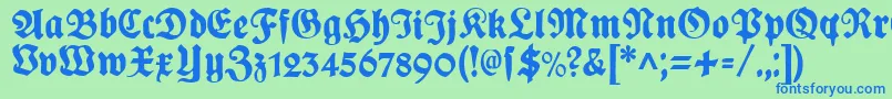 PlakatFraktur Font – Blue Fonts on Green Background