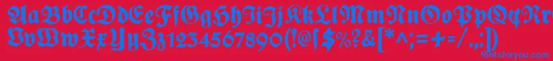 PlakatFraktur Font – Blue Fonts on Red Background