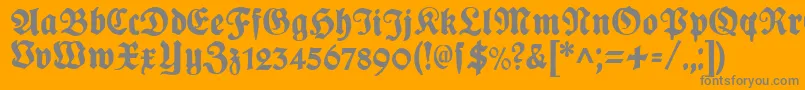 PlakatFraktur-Schriftart – Graue Schriften auf orangefarbenem Hintergrund