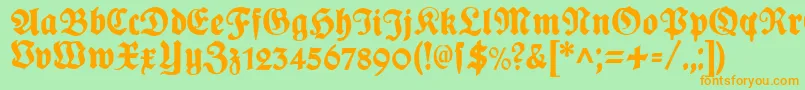 PlakatFraktur Font – Orange Fonts on Green Background