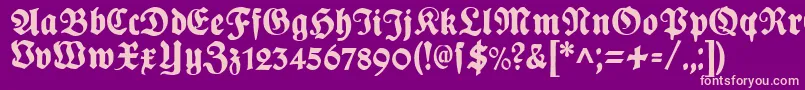 PlakatFraktur-Schriftart – Rosa Schriften auf violettem Hintergrund