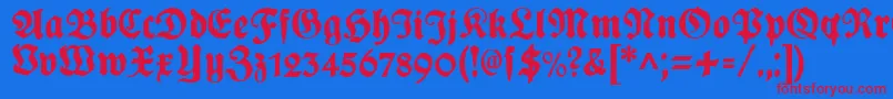 PlakatFraktur-Schriftart – Rote Schriften auf blauem Hintergrund