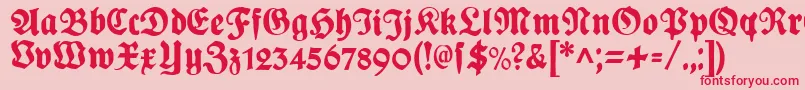 PlakatFraktur-Schriftart – Rote Schriften auf rosa Hintergrund