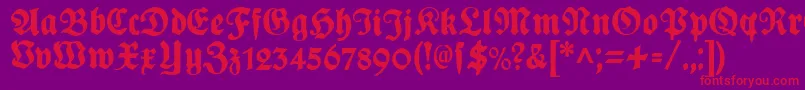 PlakatFraktur Font – Red Fonts on Purple Background