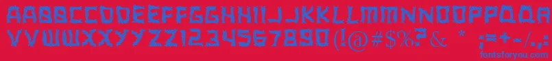 Czcionka ARippingYarnToo – niebieskie czcionki na czerwonym tle