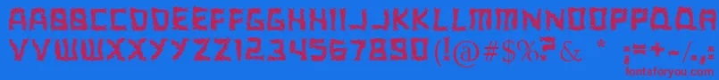 Czcionka ARippingYarnToo – czerwone czcionki na niebieskim tle