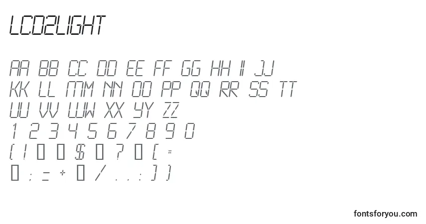 Schriftart Lcd2Light – Alphabet, Zahlen, spezielle Symbole