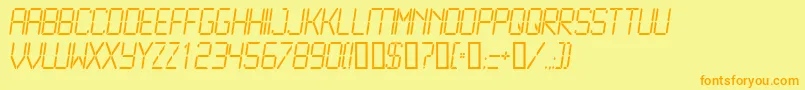 フォントLcd2Light – オレンジの文字が黄色の背景にあります。