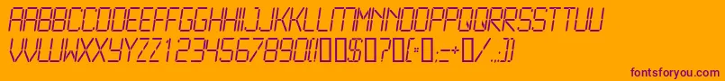 Czcionka Lcd2Light – fioletowe czcionki na pomarańczowym tle